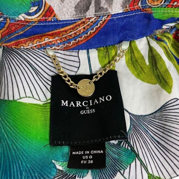 Vtg Marciano By Guess sz 0 Lucy printed blazer" Lucky Charm Muti color tropical - Picture 7 of 9